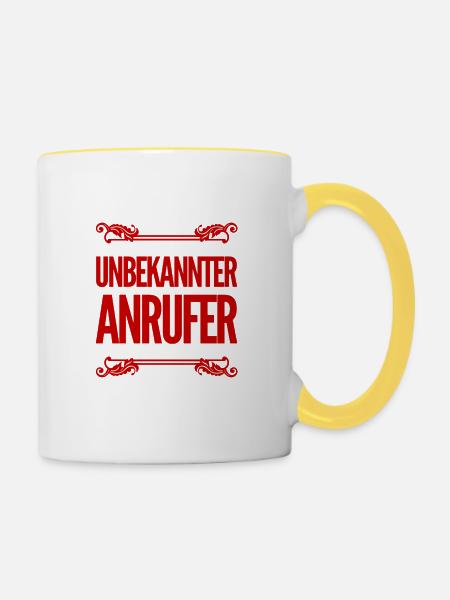der Anrufer ist unbekannt - Tasse zweifarbig - Weiß/Gelb