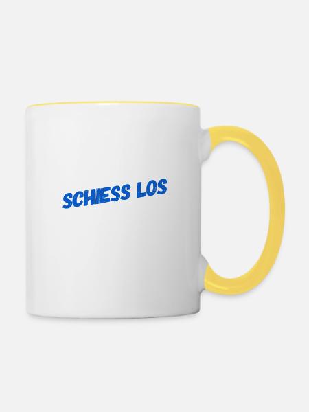 du kannst beginnen - Tasse zweifarbig - Weiß/Gelb