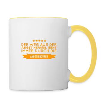 Angst ist Heilung - Tasse zweifarbig - Weiß/Gelb - Rechts