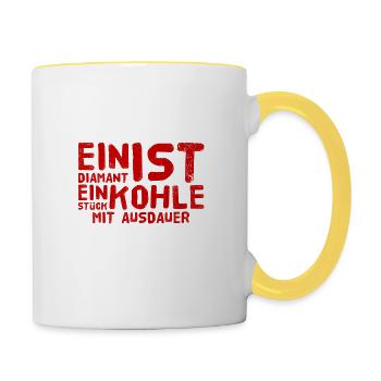 ausdauernde Kohle - Tasse zweifarbig - Weiß/Gelb - Rechts
