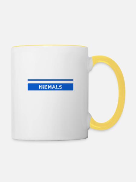 niemals - Tasse zweifarbig - Weiß/Gelb