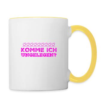 passt es gerade? - Tasse zweifarbig - Weiß/Gelb - Rechts