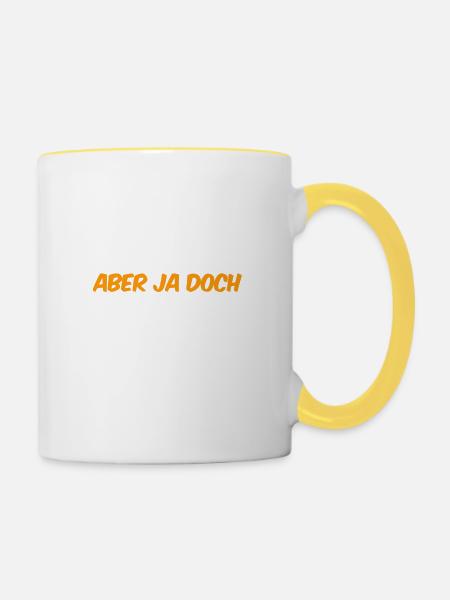 aber ja - Tasse zweifarbig - Weiß/Gelb