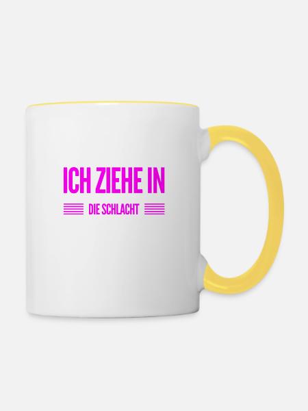 ab in die Schlacht - Tasse zweifarbig - Weiß/Gelb