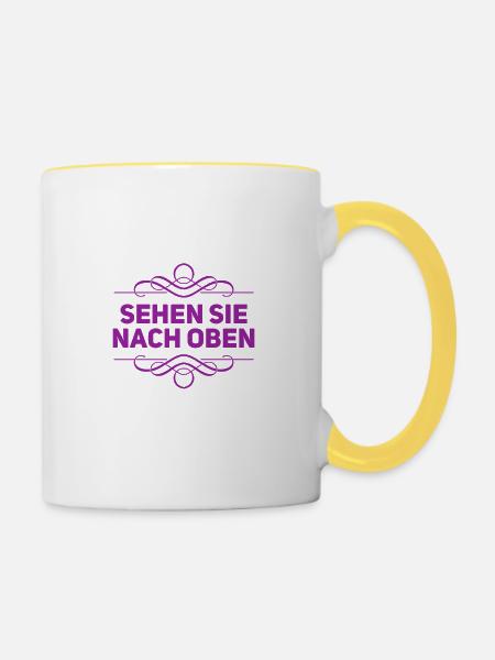 Blick in den Himmel - Tasse zweifarbig - Weiß/Gelb