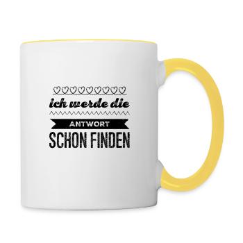 die Antwort finden - Tasse zweifarbig - Weiß/Gelb - Rechts