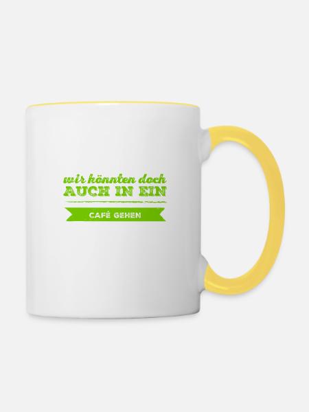 Lust auf einen Kaffee? - Tasse zweifarbig - Weiß/Gelb