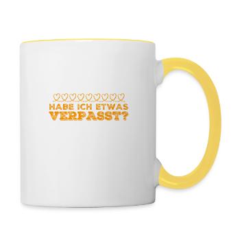 Was wurde verpasst? - Tasse zweifarbig - Weiß/Gelb - Rechts