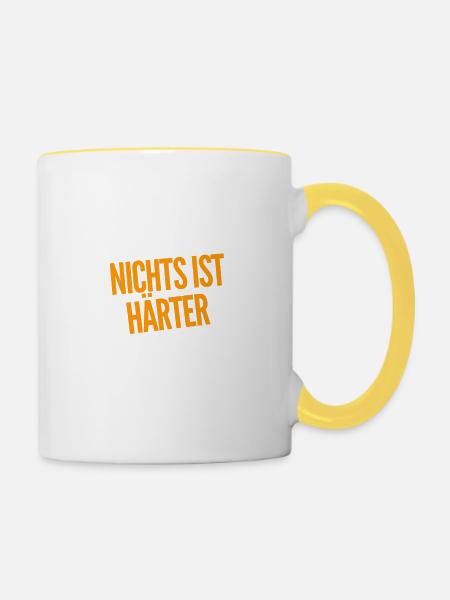 nichts ist härter - Tasse zweifarbig - Weiß/Gelb