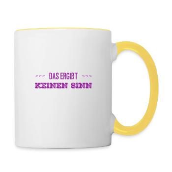 wo ist da der Sinn - Tasse zweifarbig - Weiß/Gelb - Rechts