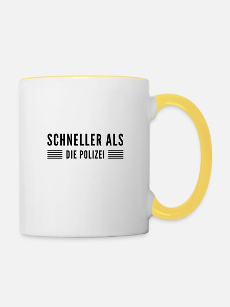 ich bin sehr schnell - Tasse zweifarbig - Weiß/Gelb