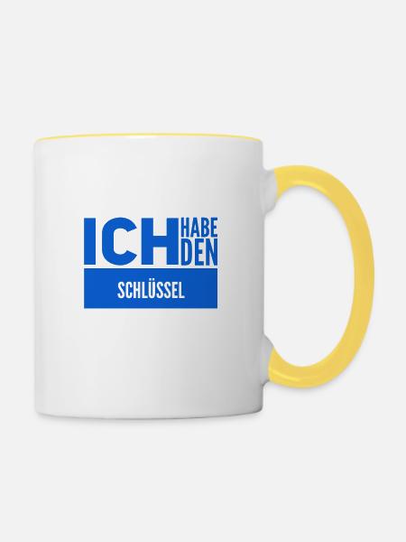 damit komme ich rein - Tasse zweifarbig - Weiß/Gelb