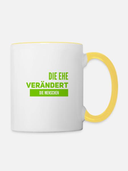 Veränderung durch Ehe - Tasse zweifarbig - Weiß/Gelb