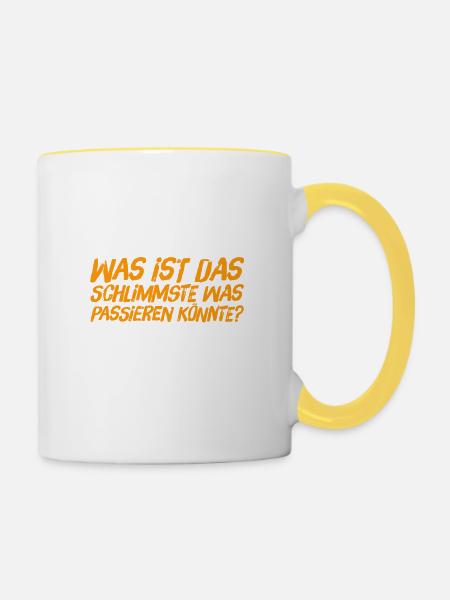 so schlimm wird es nicht - Tasse zweifarbig - Weiß/Gelb