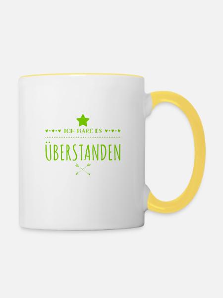 endlich vorbei - Tasse zweifarbig - Weiß/Gelb