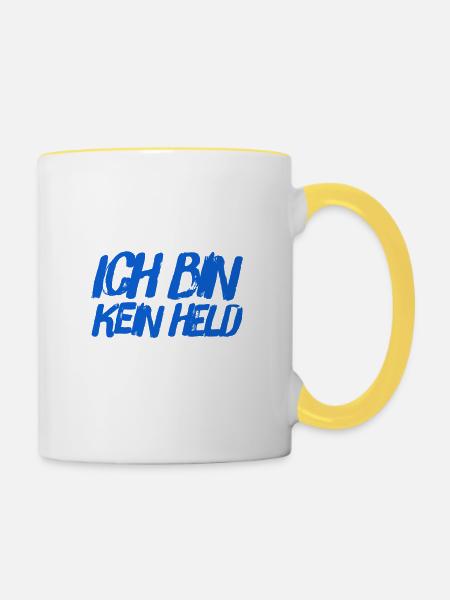 ich bin kein Held - Tasse zweifarbig - Weiß/Gelb