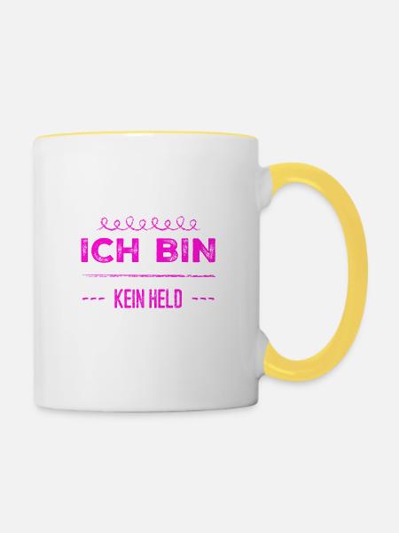 ich bin nicht heldenhaft - Tasse zweifarbig - Weiß/Gelb