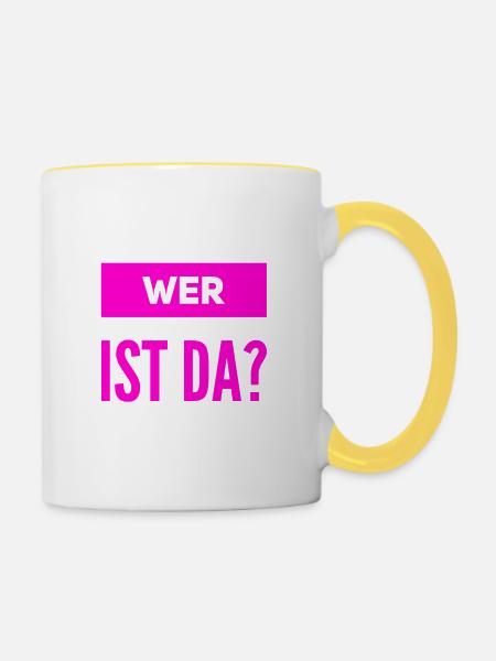 wer ist da? - Tasse zweifarbig - Weiß/Gelb