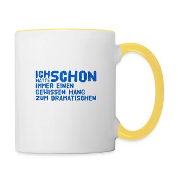 ich stehe auf Dramen - Tasse zweifarbig - Weiß/Gelb - Rechts