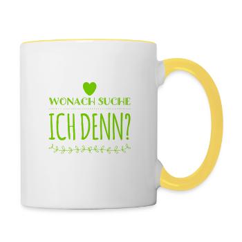 ich suche - Tasse zweifarbig - Weiß/Gelb - Rechts