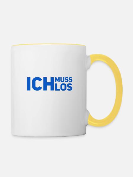 ich muss los - Tasse zweifarbig - Weiß/Gelb