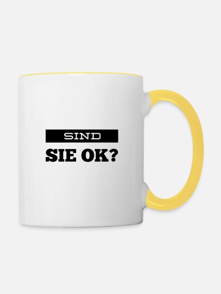 sind sie ok? - Tasse zweifarbig - Weiß/Gelb