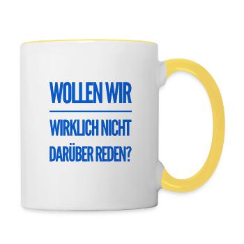 darüber reden - Tasse zweifarbig - Weiß/Gelb - Rechts