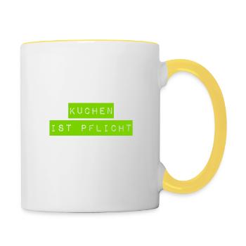Kuchen geht immer - Tasse zweifarbig - Weiß/Gelb - Rechts