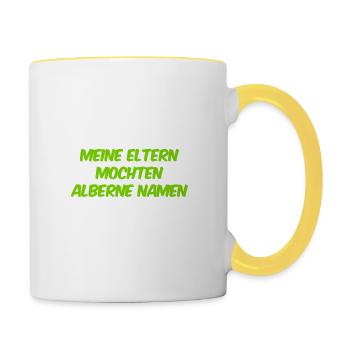 mein Name ist albern - Tasse zweifarbig - Weiß/Gelb - Rechts