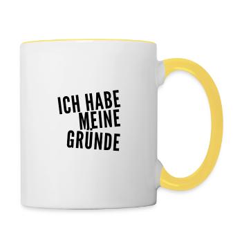 ich weiß warum - Tasse zweifarbig - Weiß/Gelb - Rechts