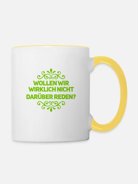 wer will reden? - Tasse zweifarbig - Weiß/Gelb