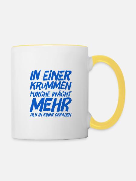 steh zu dir - Tasse zweifarbig - Weiß/Gelb