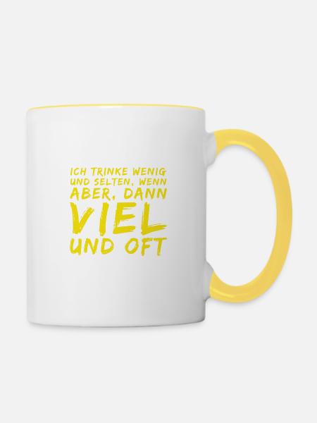 ich trinke viel - Tasse zweifarbig - Weiß/Gelb