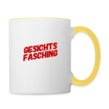 ich steh auf Gesichtsfasching - Tasse zweifarbig - Weiß/Gelb - Rechts
