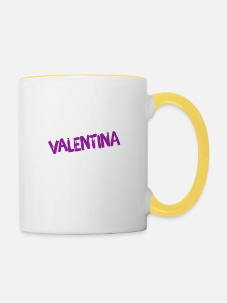 so sieht eine Valentina aus - Tasse zweifarbig - Weiß/Gelb