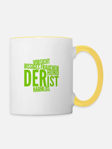bissiges Frauchen - Tasse zweifarbig - Weiß/Gelb