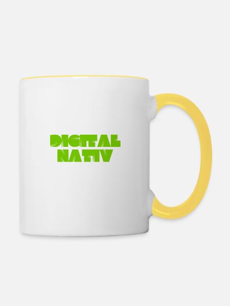 ich mag es digital - Tasse zweifarbig - Weiß/Gelb