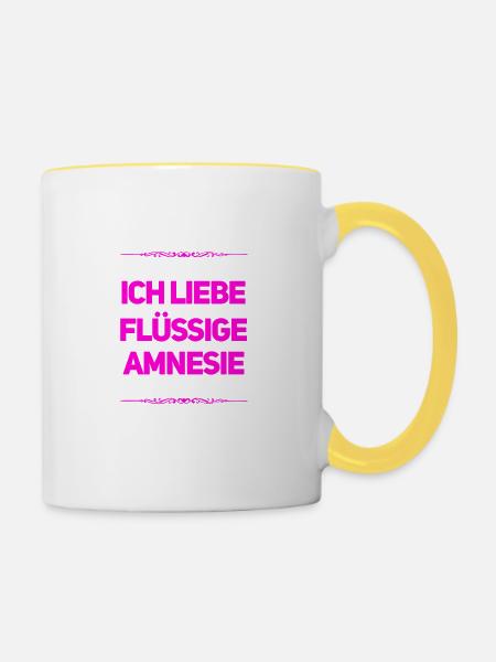 Amnesie ist wunderbar - Tasse zweifarbig - Weiß/Gelb