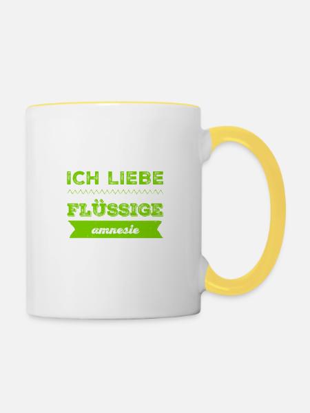 ich liebe flüssige Amnesie - Tasse zweifarbig - Weiß/Gelb