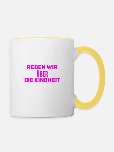 sprechen wir über die Kindheit - Tasse zweifarbig - Weiß/Gelb