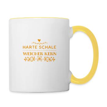 außen hart, innen weich - Tasse zweifarbig - Weiß/Gelb - Rechts