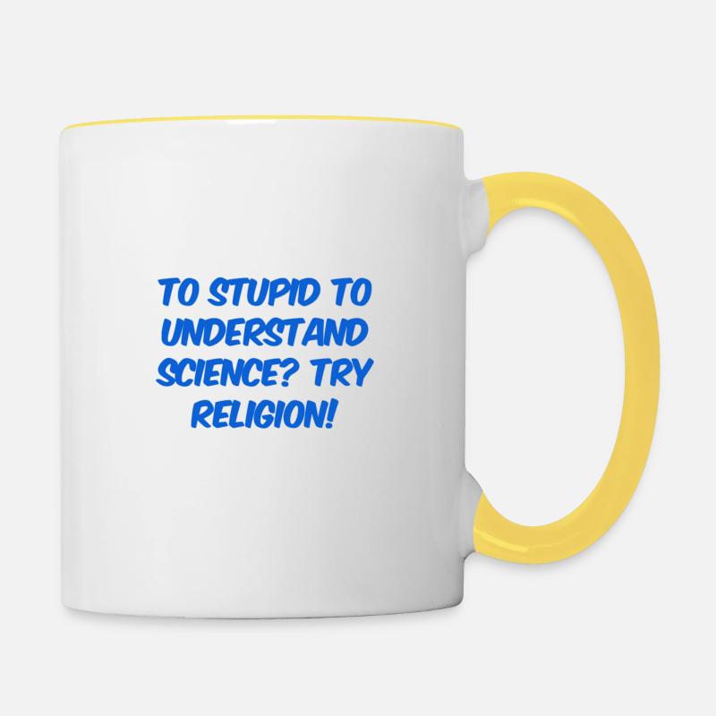 Trop stupide pour la science ? - Mug contrasté - blanc/jaune