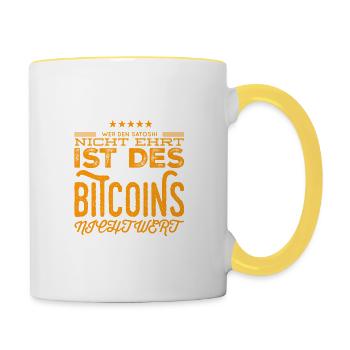 ich liebe Satoshi - Tasse zweifarbig - Weiß/Gelb - Rechts