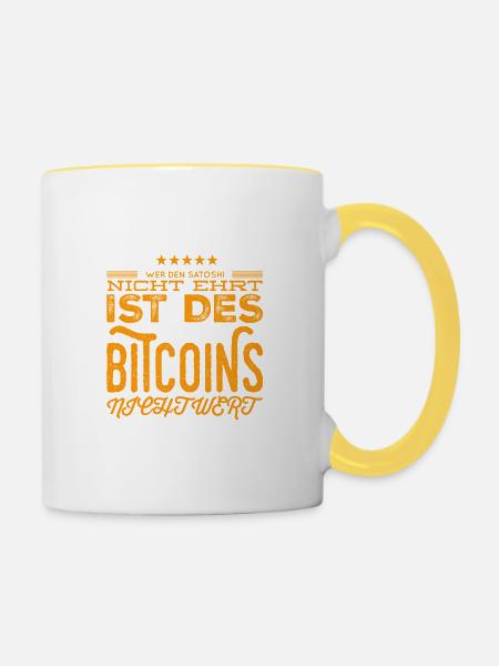ich liebe Satoshi - Tasse zweifarbig - Weiß/Gelb