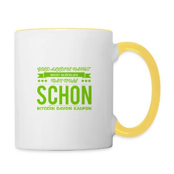 Satoshi geht immer - Tasse zweifarbig - Weiß/Gelb - Rechts