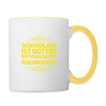 L’excuse du brocoli - Mug contrasté - blanc/jaune - Droite