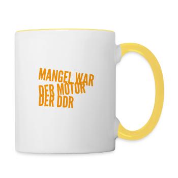 der Motor der DDR - Tasse zweifarbig - Weiß/Gelb - Rechts