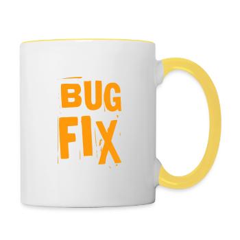Bugfix ist super - Tasse zweifarbig - Weiß/Gelb - Rechts
