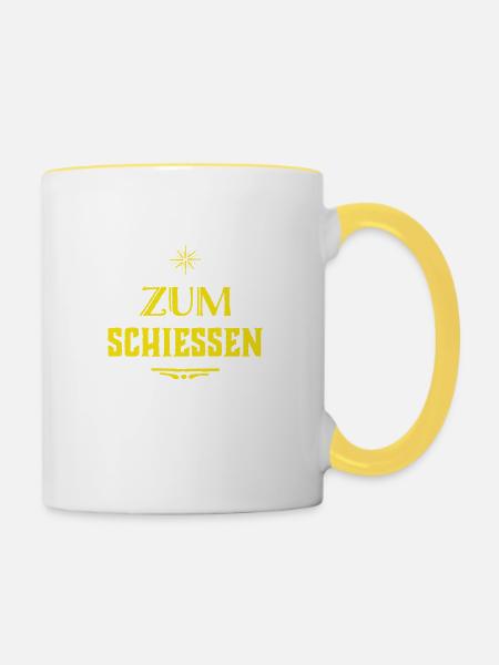 das ist urkomisch - Tasse zweifarbig - Weiß/Gelb