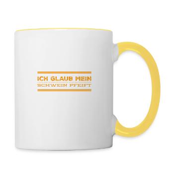 ich glaube ich spinne - Tasse zweifarbig - Weiß/Gelb - Rechts